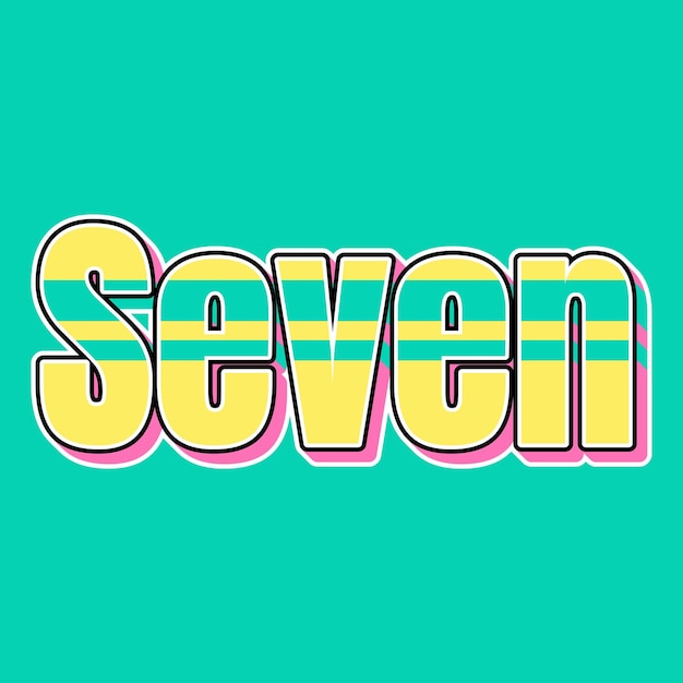 Seven Typography Vintage 90s 3d design yellow pink text background photo jpg