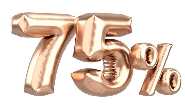 Seventy five percent 75 balloon text 3D illustration