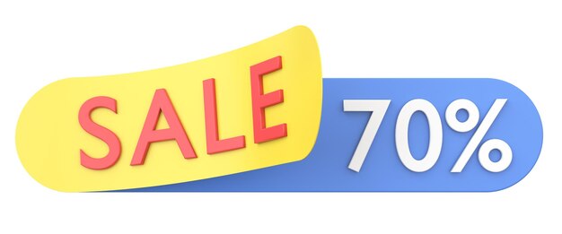 Seventy percent sale 70 sale 3D illistration