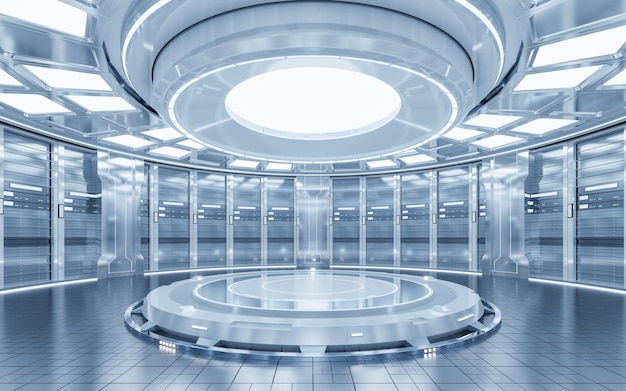 Sever racks en datacenter big data en cloud computing concept 3D-rendering