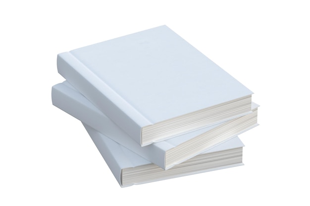 several blank white hardcover books on isolated background perfect for mockup