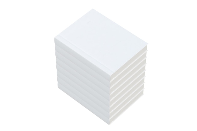 Several blank white hardcover books on isolated background perfect for mockup