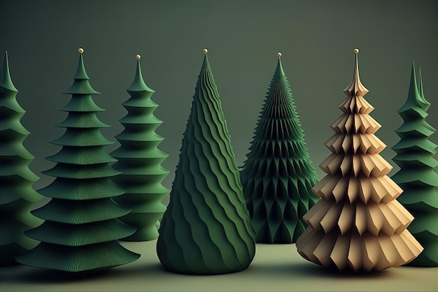 Several Christmas Trees in a row