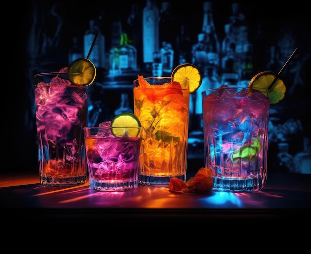 Several colorful cocktails