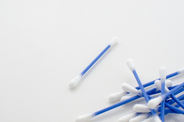 Several cotton swabs together Cotton buds for cleaning ears Cotton buds sticks are personal hygiene.