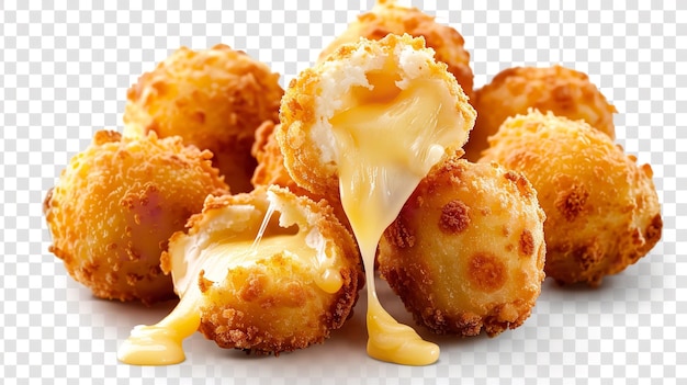 Photo several crunchy breaded deepfried cheese sticks with hot melted cheese seeping through isolated on a clear background cutout clipart generative ai