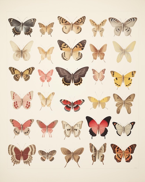Photo several different pink butterflies