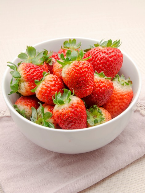 Several fresh strawberries