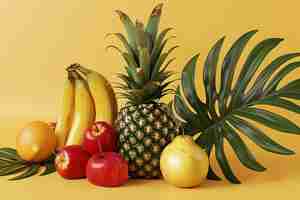 Photo several fruits in realistic design