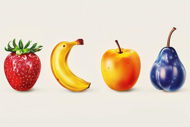 Photo several fruits in realistic design