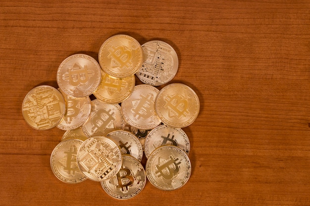 Several golden bitcoins