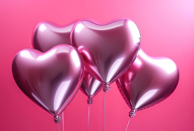 several heartshaped balloons are in pink