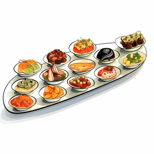 Premium AI Image | several hors d'oeuvres in a line white background vector