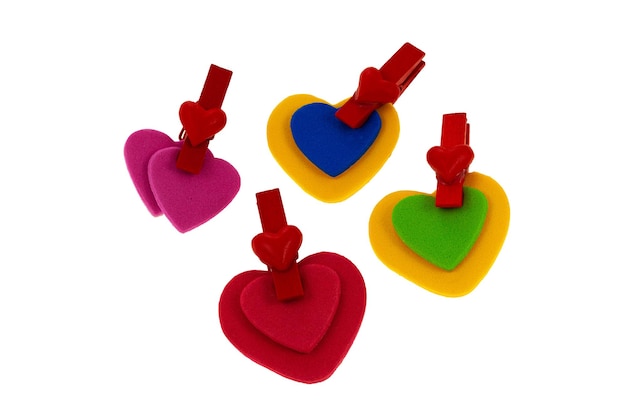 Several pairs of hearts held with the clamp of love and fidelity