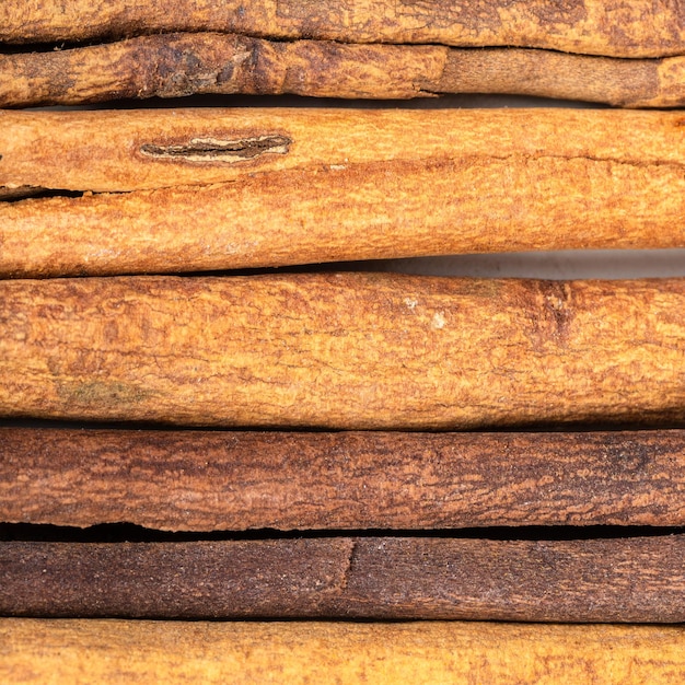 Several sticks of cassia cinnamon close up