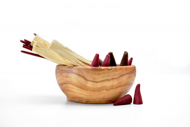 Several types of incense on a bowl 