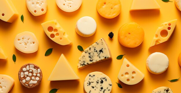 Several varieties of cheese elite varieties of cheese made from milk ai generated image