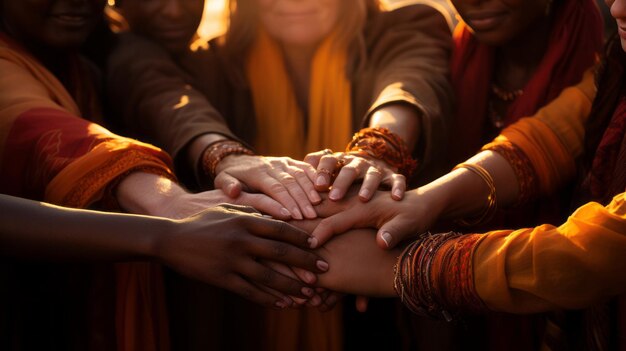 Photo several women supporting each other healthy feminism gender and race equality