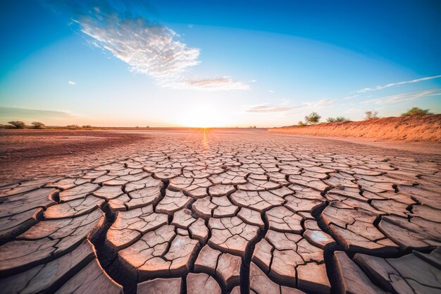 Severe drought unveiling the struggle of dry earth and desert ecosystems impacting nature's balance