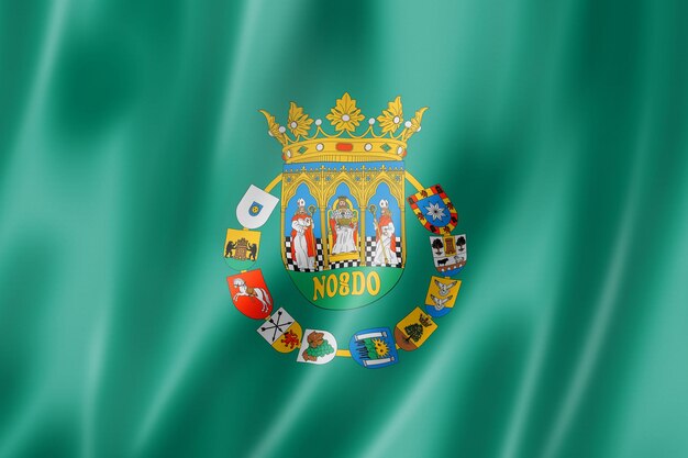 Sevilla province flag, Spain waving banner collection. 3D illustration