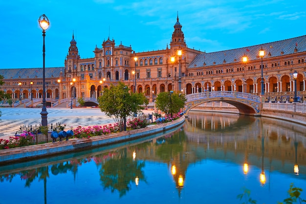 Seville Plaza de Espana sunset Andalusian Sevilla