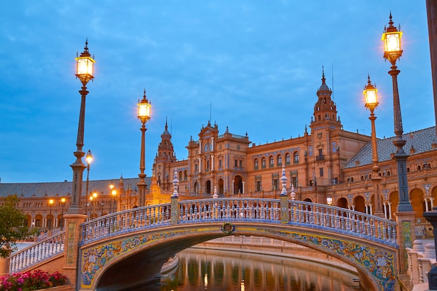 Seville Plaza de Espana sunset Andalusian Sevilla