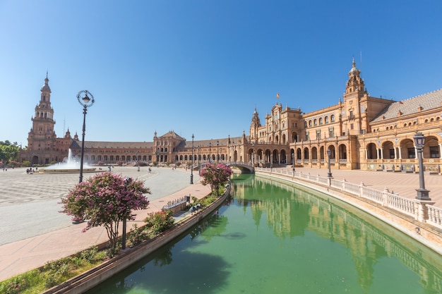 Seville Spain and plaza de espana in summer