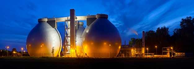 Sewage plant at night panorama