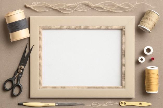 Sewing blank frame background copy space mockup