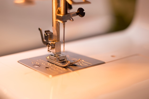 Sewing machine being used