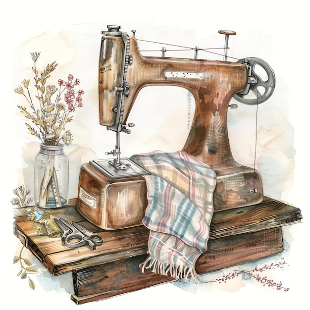 sewing machine with a coastal theme cottagecore simple living