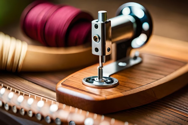 Photo a sewing machine with a red thread on it