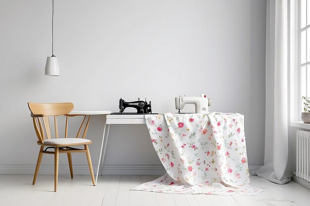 Photo sewing room fabric mockup