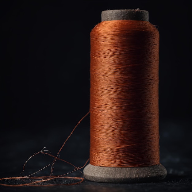 sewing thread in the black backgrounda closeup of a sewing threads on an isolated dark background