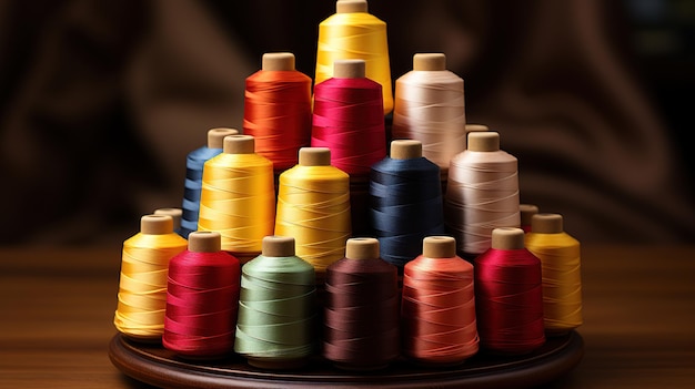 Фото Вариант продукта швейной нитки, красочный тон, генерирующий ai