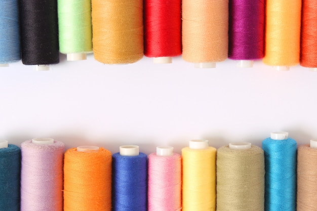 Sewing threads on a white background set