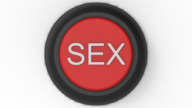 Sex red button isolated 3d illustration render