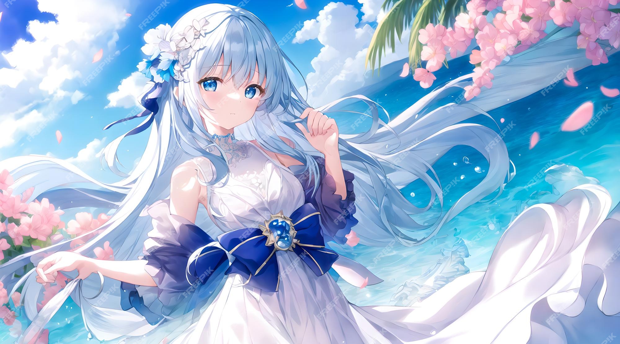 Anime Girl with Beautiful Blue Eyes Desktop Wallpaper - Free in 4K