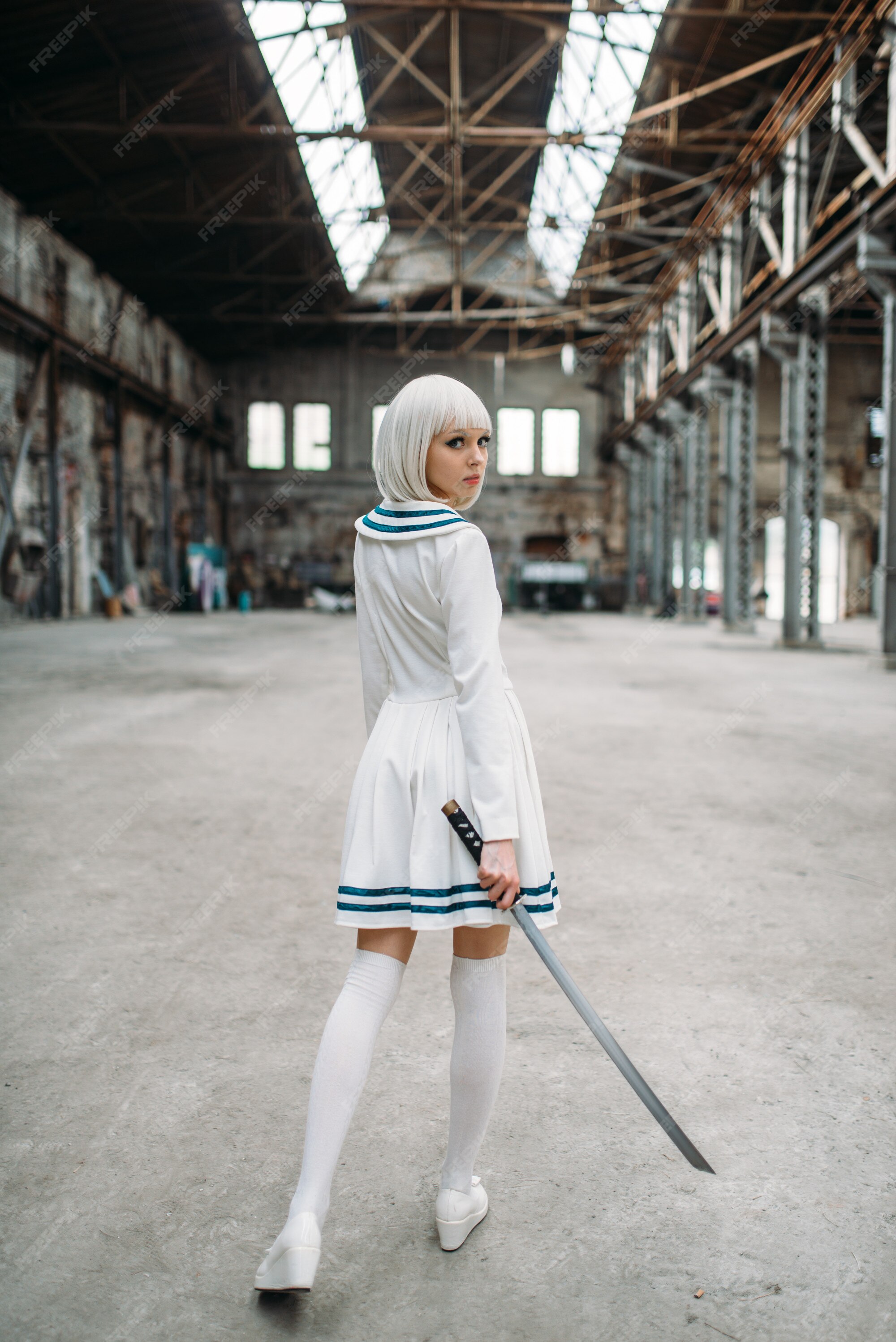 Premium Photo | Sexy anime style blonde woman with sword, back view. cosplay fashion, japanese culture, doll with blade on abandoned factory Premium Photo | Sexy anime style blonde woman with sword, back view. cosplay fashion, japanese culture, doll with blade on abandoned factory