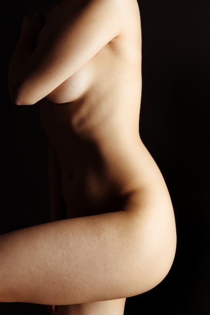 セクシーな体の裸の女性。裸の官能的な美しい少女