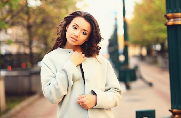 Sexy brunette in park