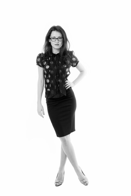 Sexy businesslady in formal wear woman in black tight pencil skirt and glasses confident business coach office life sexy businesslady isolated on white follow my style sexy secretary in office