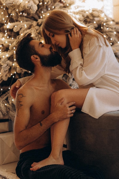 Sexy couple celebrating Christmas