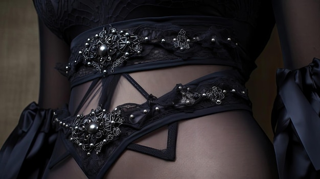 Sexy and daring laceup corset boasting garter straps a provocative and enchanting selection that embraces your femininity while evoking a sense of mystery and allure Generated by AI