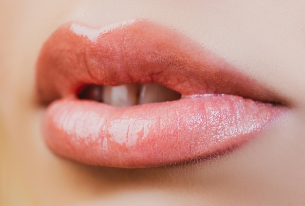 Sexy full lips Gloss of lips and womans mouth Sensual lips