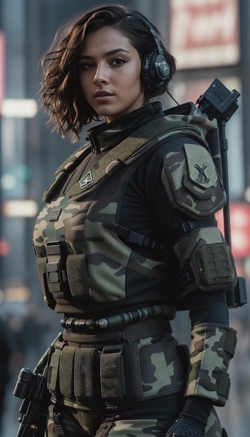 Sexy futuristic female soldier