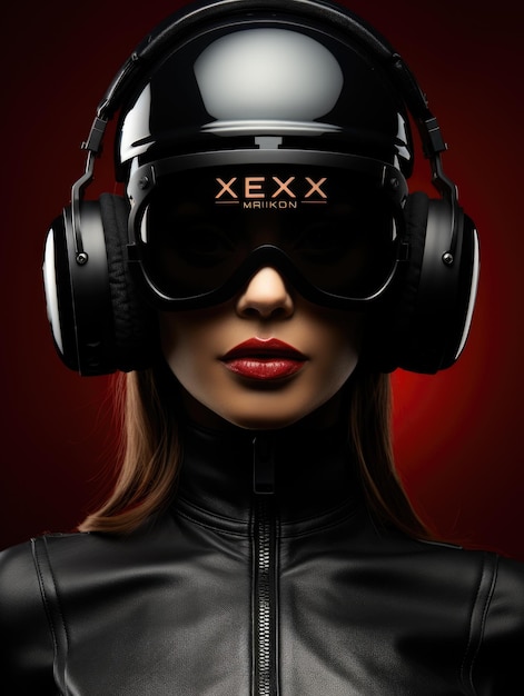 Sexy girl in headphones in dark style