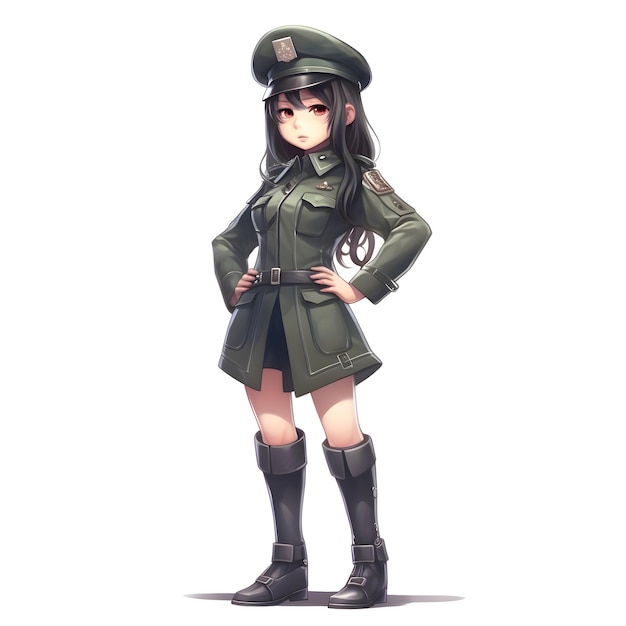 Anime Girl Wearing Army Uniform Vector T Graphic by jellybox999 · Creative  Fabrica