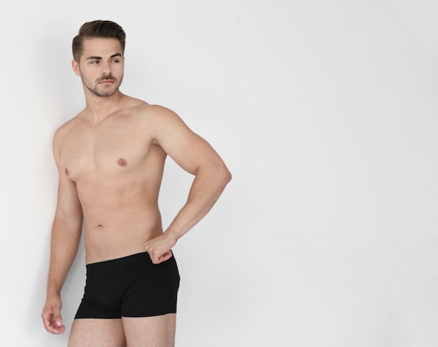 Photo sexy man in underwear on white background