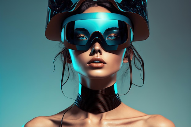 Sexy meisje met futuristische AR-bril mode-stijl generaties